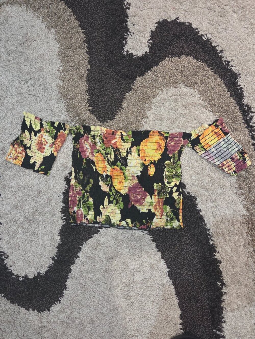 Floral Crop Top in Black & Multicolor
